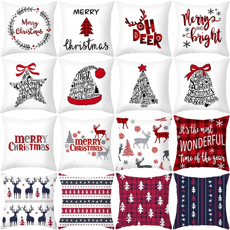 45cm Chrismas Cushion Cover PillowCase Christmas Decoration For Home 2022 Navidad Xmas Noel Cristmas Ornament New Year Gift 2023