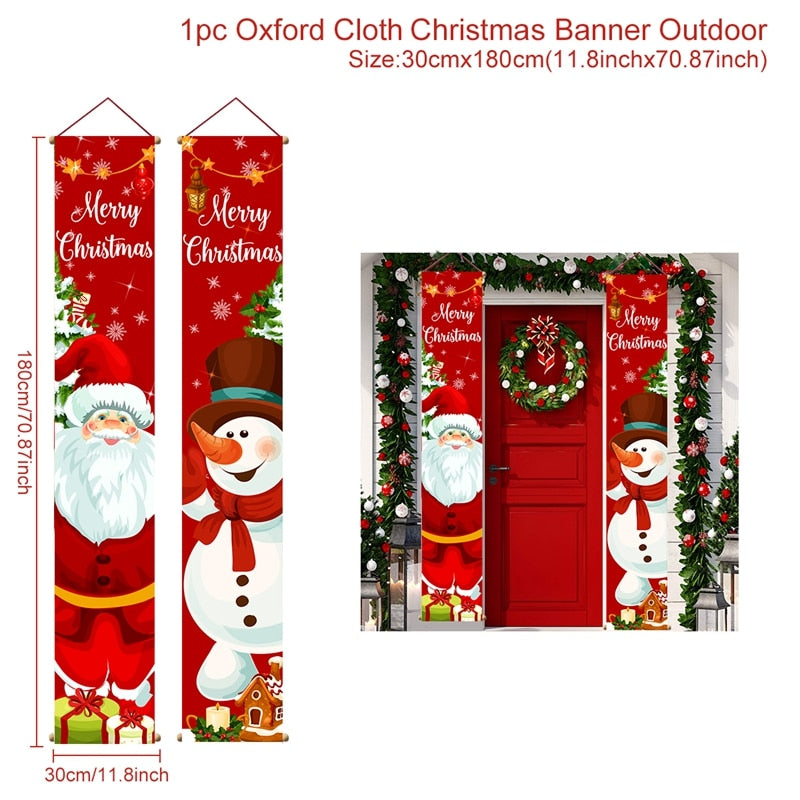 Christmas Door Decoration 2022 Merry Christmas Banner Decor for Home Hanging Xmas Ornament Navidad Happy New Year Gift 2023